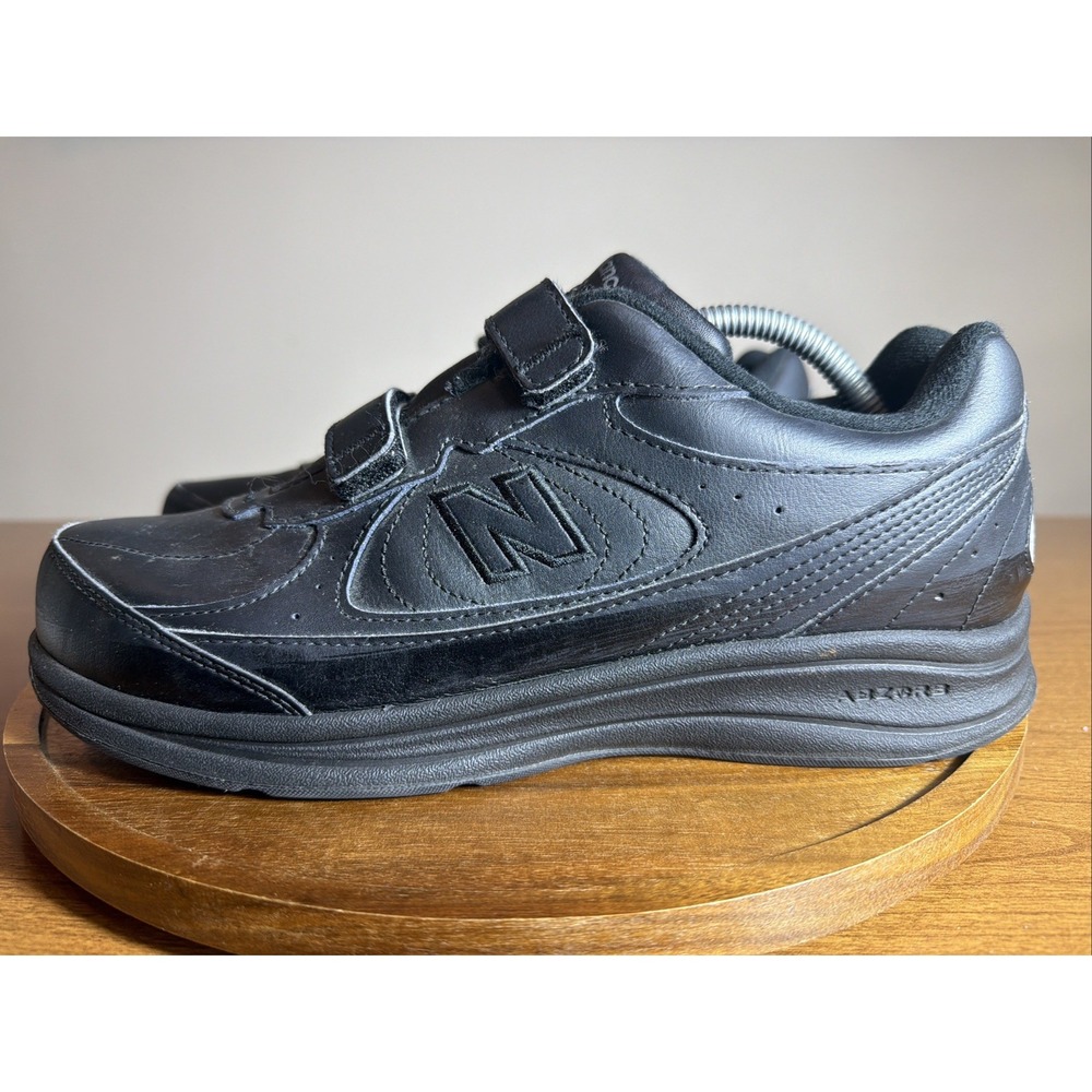 New Balance 577 Mens Shoes 9.5 Walking Black WW577VK Hook Loop Leather 4E Extra